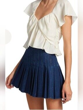 Frame Off White Shirred Flounce Top